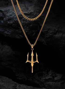 英国George Melis钛钢三叉戟男士项链女嘻哈古巴说唱街头吊坠