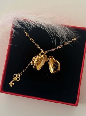 英国george melis欧美蝴蝶结开合项链相册相框爱情锁项链芭比