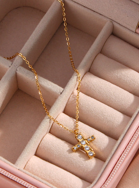 英国george melis欧美简约气质电镀18k金色迷你锆石镶嵌吊坠项链