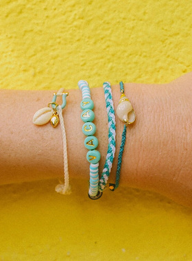 英国george melis欧美个性保色马蹄贝壳项链彩色石吊坠项链手链