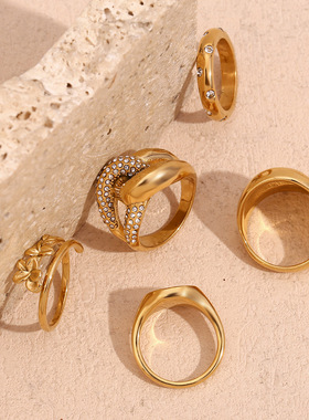 英国george melis欧美ins小众个性手饰镀18k金花朵交叉双层