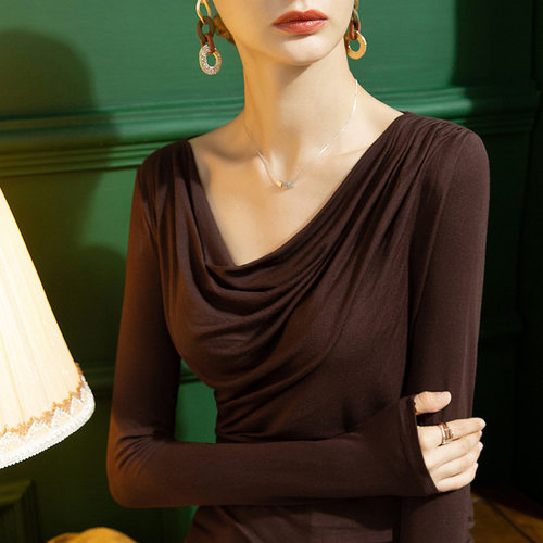 秋季莫代尔拉丁舞新款上衣长袖舞蹈小衫跳交谊国标摩登舞练功服女 - 图0