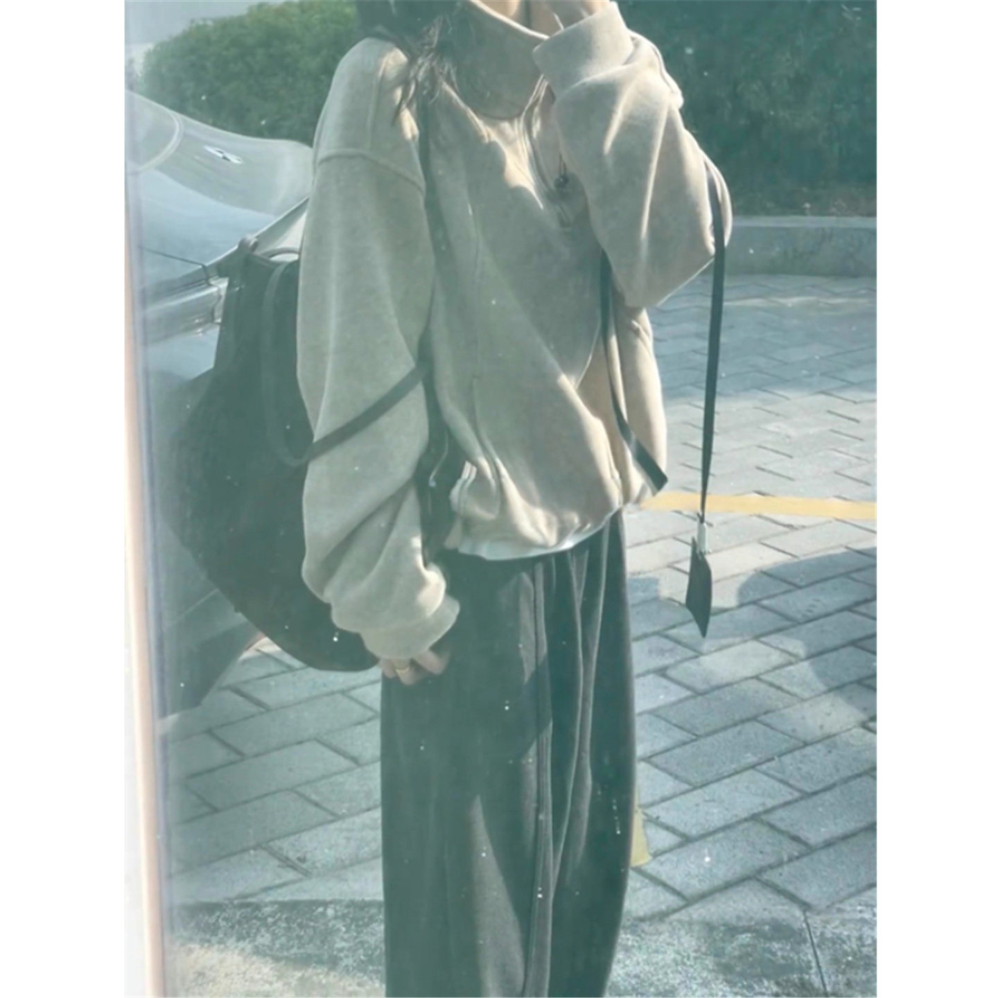 美式复古半拉链立领卫衣女秋冬季设计感小众加绒加厚外套宽松上衣,淘宝优惠券,粉丝福利购,淘宝优惠卷