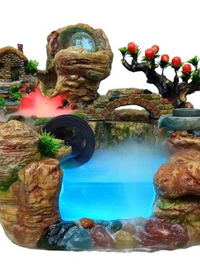 客厅假山流水摆件循环室内景观鱼缸创意喷泉送长辈家居装饰工艺品