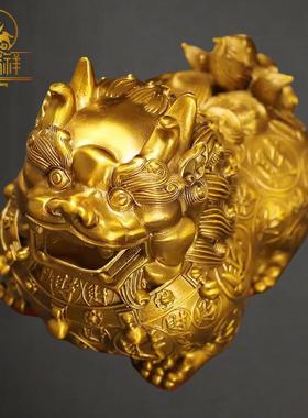 铜瑞祥铜貔貅摆件龙纹百福皮丘招财旺财聚财公母一对客厅办公室