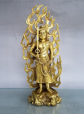 纯铜不动明菩萨摆件客厅佛堂供养大日如来不动金刚阿遮罗曩铜像