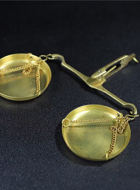 黄铜天平秤摆件实木底座铜秤家用电视柜办公装饰公平秤复古工艺品