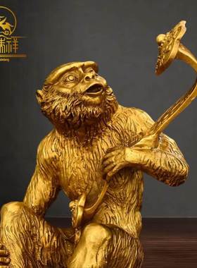 铜瑞祥纯铜猴子摆件如意猴生肖猴福猴金猴客厅办公室桌面装饰大号