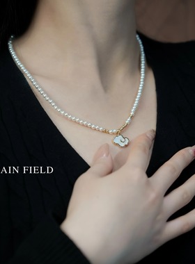 祥云图案贝壳小米珠吊坠项链饰品女气质百搭不掉色锁骨链