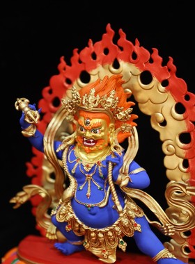 矿物颜料彩绘金刚手菩萨佛像藏传密宗7寸铜鎏金铜像佛堂普萨摆件