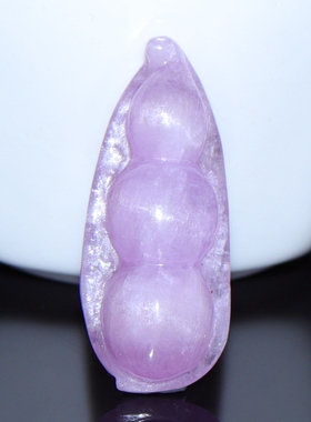 七宝紫锂辉孔赛石雕刻福豆吊坠