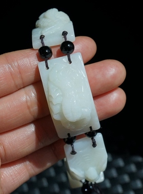 1#天然和田玉手链五毒手钏独霸天下百毒不侵蛇蜘蛛蝎子金蟾