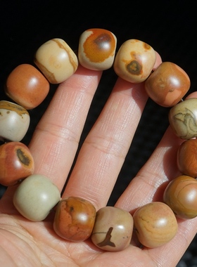 17#新疆哈密南湖彩泥手串天然戈壁泥石手链意境国画老型珠16手钏