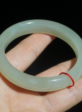 微瑕 41#内径54mm和田玉手镯正品天然手镯细条圆条小手镯秀气