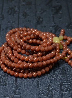 新疆天然戈壁玉红色多圈手钏