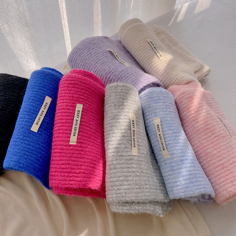 淡雅紫色针织羊毛围巾立体感纯色毛线围脖女韩系秋冬季百搭加厚,淘宝优惠券,粉丝福利购,淘宝优惠卷