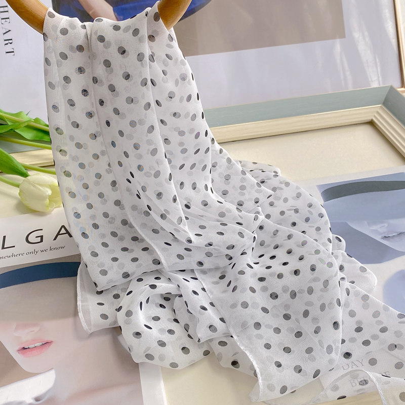 紫色波点乔其纱丝巾女春秋纯色百搭薄款披肩护颈围巾夏季防晒纱巾,淘宝优惠券,粉丝福利购,淘宝优惠卷