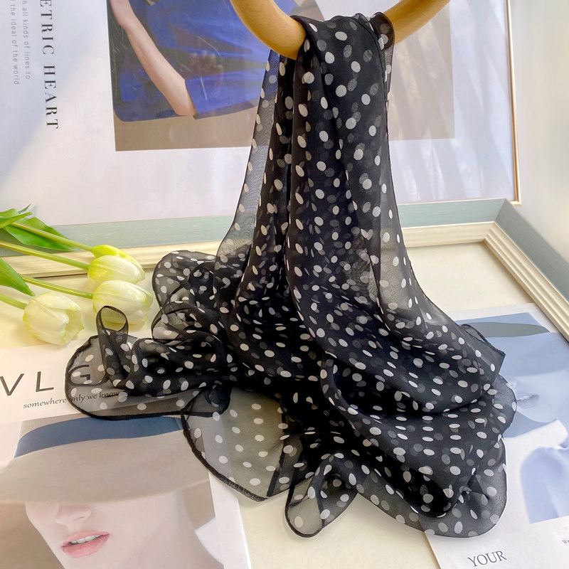 紫色波点乔其纱丝巾女春秋纯色百搭薄款披肩护颈围巾夏季防晒纱巾,淘宝优惠券,粉丝福利购,淘宝优惠卷