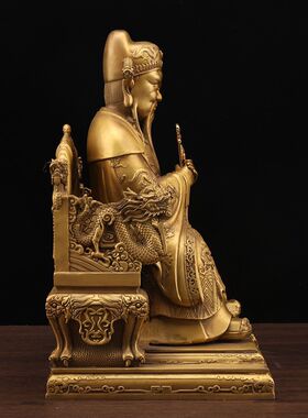 黄铜龙五爷神像广济龙王菩萨东海龙王坐龙椅家居寺庙供奉神像摆件