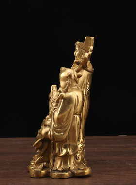 黄铜三星福禄寿摆件招财三仙聚宝盆财神福禄星家居寿星高照工艺品