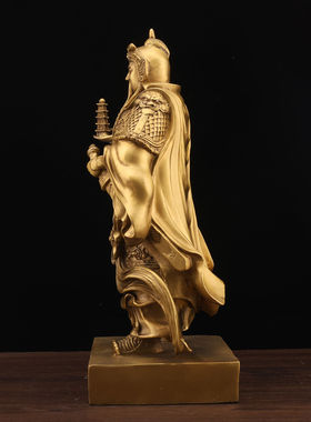 黄铜托塔李天王李靖神像玲珑宝塔家居神话人物摆件中式装饰工艺品