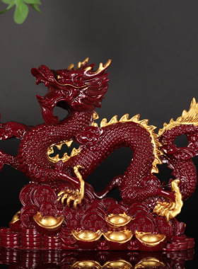 朱砂紫金中国摆件风水青龙客厅龙摆件办公室装饰神龙工艺品家用