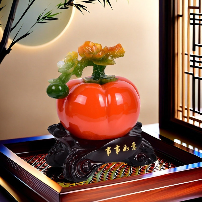 2025年新款柿子家居摆件树脂事事如意装饰品客厅玄关招财乔迁开业,淘宝优惠券,粉丝福利购,淘宝优惠卷