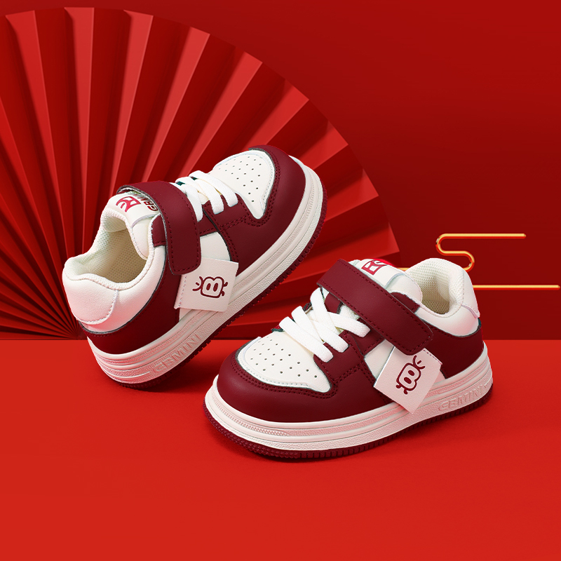 英贝米尼宝宝新年鞋2025年小童拜年鞋新款儿童运动鞋板鞋软底童鞋