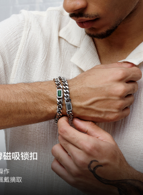 灰钻系列方块古巴链男潮ins手链