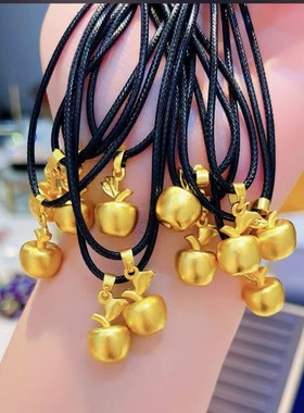 越南沙金吊坠苹果平安果项链高级感项坠锁骨链小众平安夜新年礼物