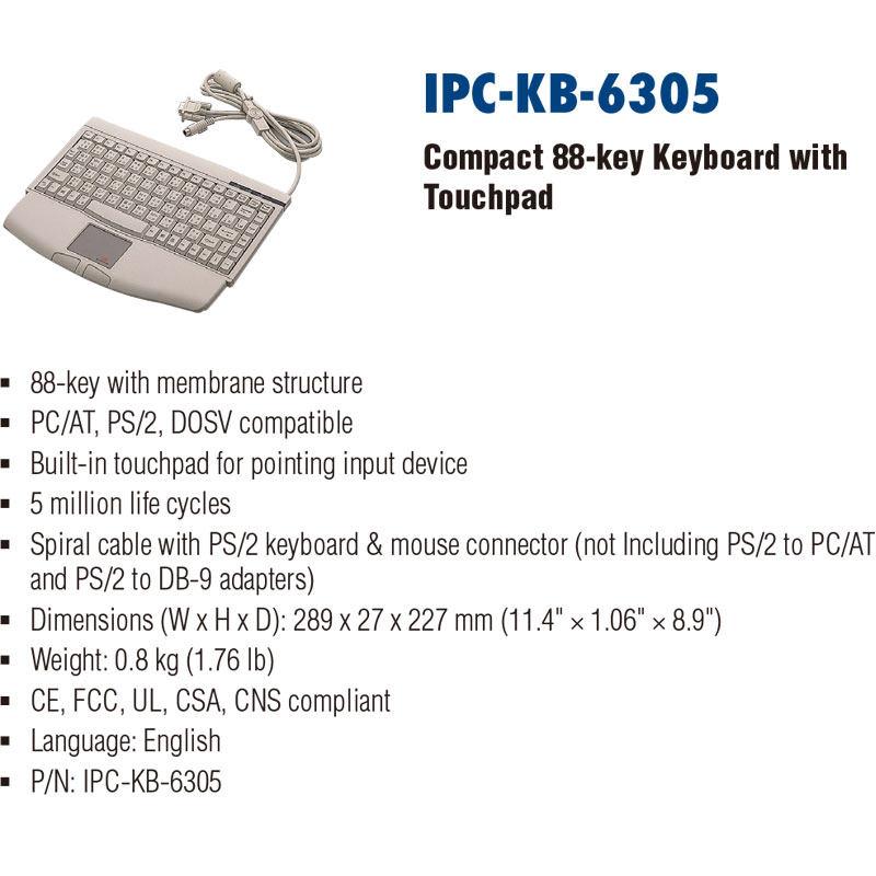 原装键盘IPC-KB-6305工业机架式带触控板88键薄膜键盘全新 - 图0