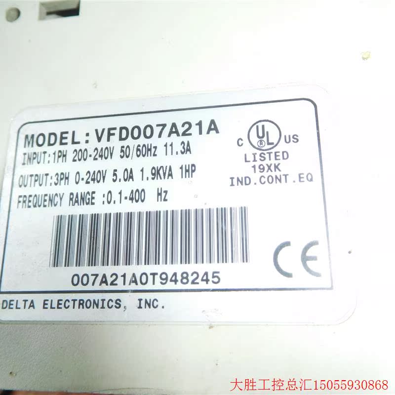 拍前询价:议价VFD007A21A 220V 0.75KW 二手台达变频 - 图1