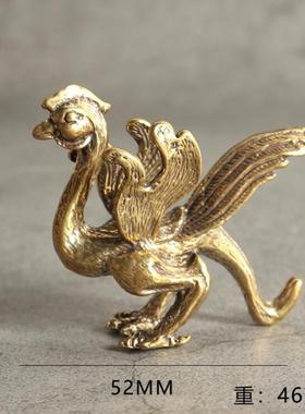 铜雕四大神兽青龙白虎朱雀玄武小摆件实心纯铜微雕件古玩仿古铜器