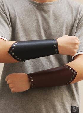 复古风护腕皮护臂刺绣束袖锦衣卫飞鱼服配饰山文甲皮革护臂圆领袍