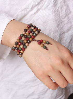 五彩款DIY五行合香珠手链装饰厂家批发规格0.6 0.8 男女文玩念珠