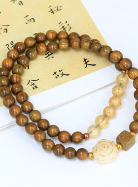 白玉山茶花款DIY绿檀木手链首饰厂家批发规格6MM男女款念珠装饰