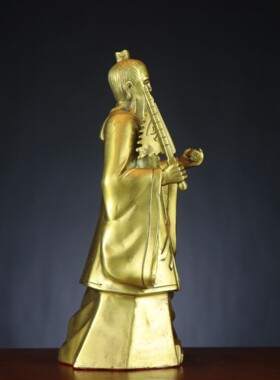 铜姜子牙神像 黄铜姜太公在此 打神鞭钓鱼摆件装饰品家居办公室