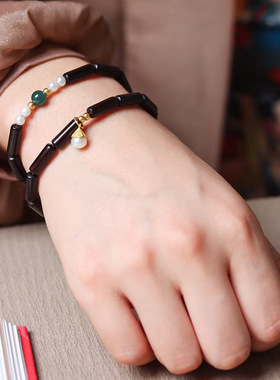 DIY新绿款印度小叶紫檀手链文玩厂家批发规格5×14MM男女首饰念珠