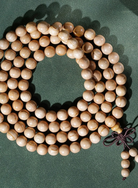 桃木原木佛珠文玩手链手串108颗念珠项链男女款小众木作手饰珠串