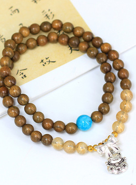 喜喵款DIY绿檀木手链文玩厂家批发规格6MM男女可爱风装饰首饰念珠