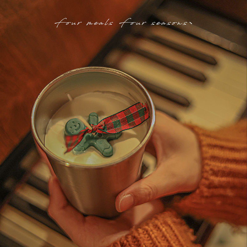 《姜饼泡奶》圣诞礼物露营风不锈钢香薰蜡烛fourmealsfourseasons - 图3