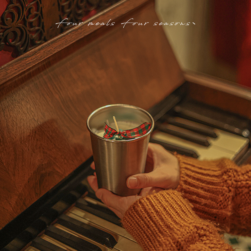 《姜饼泡奶》圣诞礼物露营风不锈钢香薰蜡烛fourmealsfourseasons - 图1