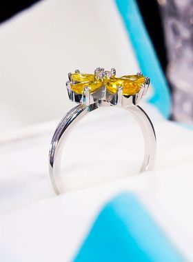 黄花朵钻戒潮流百搭女款