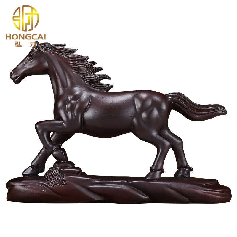 弘才中式实木雕刻马摆件马到成功开业送客户商务礼品晋升礼物木质