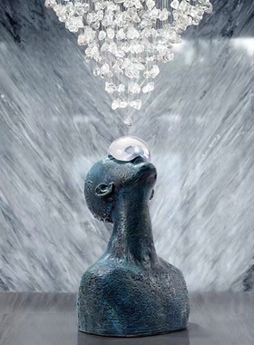 侘寂中古风雨滴人像雕塑摆件