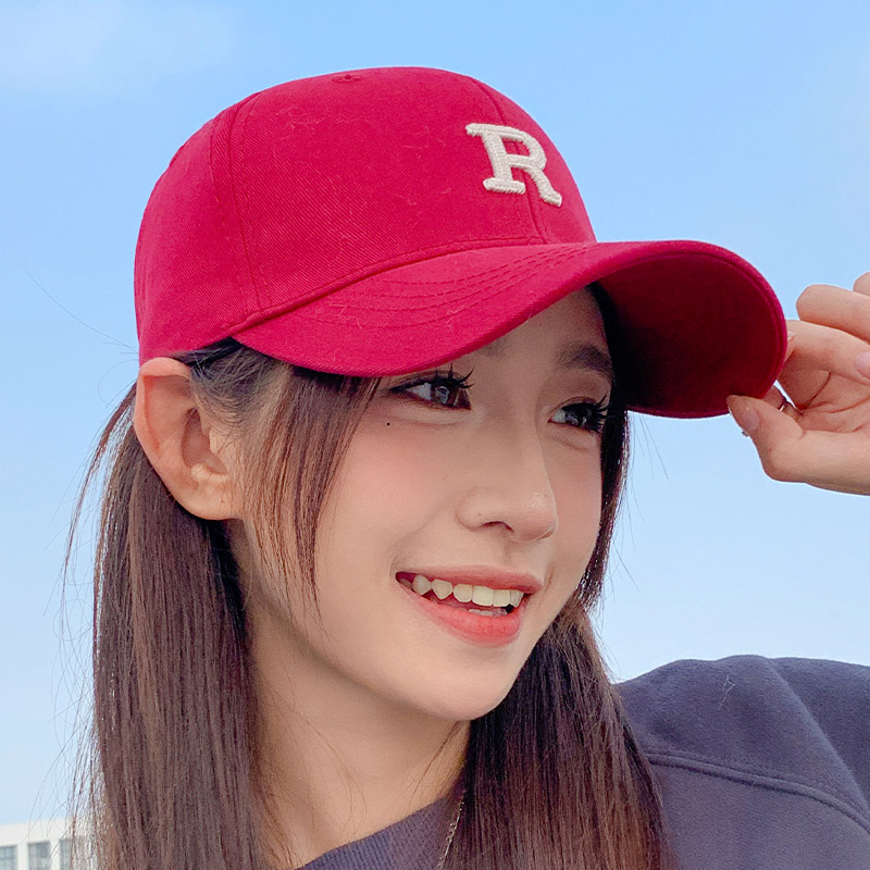 新款R标棒球帽男女同款大头围显脸小显瘦百搭运动韩版鸭舌帽2024