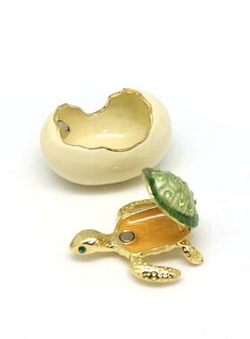 新品货源欧式蛋壳乌龟小饰品摆件合金冰箱贴装饰盒景区纪念品.