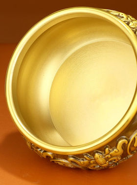 珍如意聚宝盆纯黄铜摆件开业礼物办公室客厅店铺装饰品黄铜米缸工