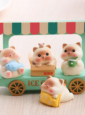 花肆（HUASI）圣诞礼物送女友圣诞节女生生日礼物猫咪摆件实用走