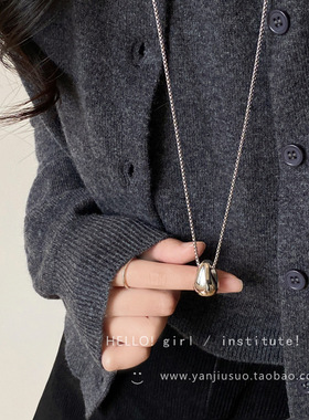 水滴吊坠项链女2026新款爆款长款钛钢不掉色毛衣链百搭轻奢配饰品